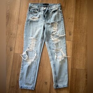 Aeropostale Light Blue Distressed Ankle Mom Jeans size 000